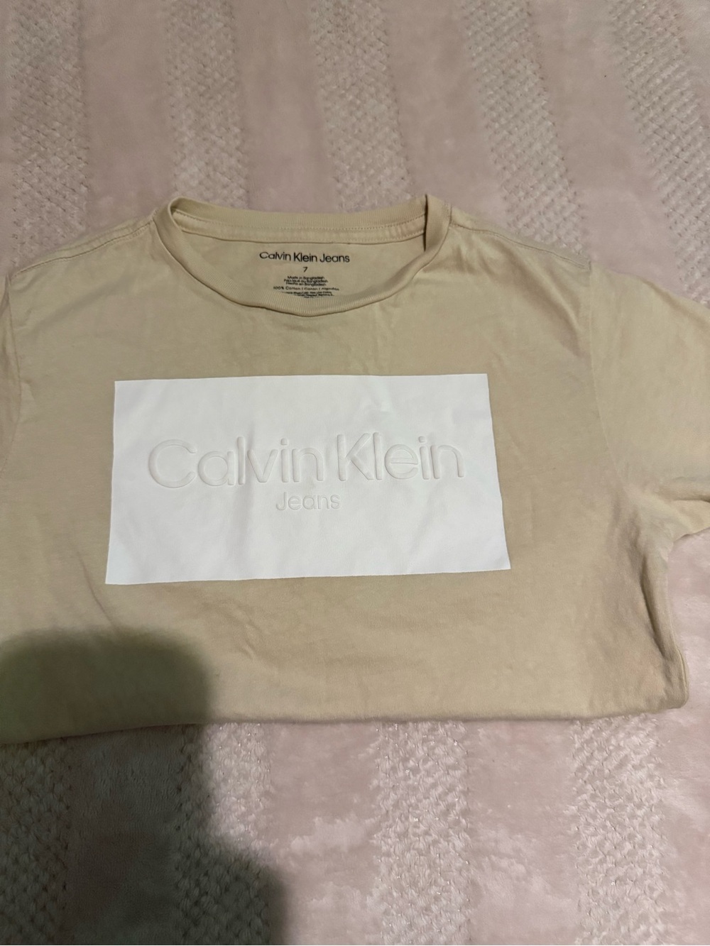 Calvin Klein Beige Short-Sleeve Logo Tee